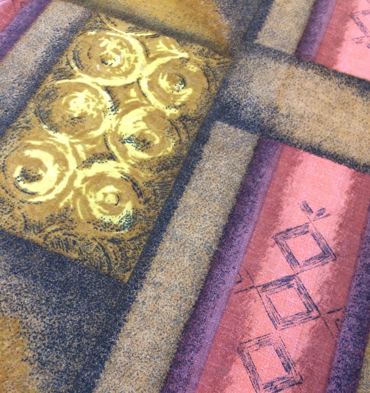 Mid Century BLOCK Brown Yellow Pink 50s 60s Barkcloth Vintage Fabric Lampshade 