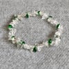 Clear Crystal Chip Children’s Elastic Bracelet with Green Glass Magatama Beads