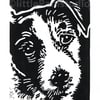 Wiry Jack Russell Dog - Original Hand Pulled Linocut Print