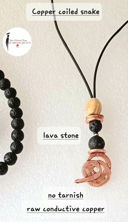 Necklace, Copper necklace, spiral necklace, kundalini, snake, coiled cop 