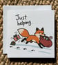 Funny Fox Christmas Card – Just Helping – Alternative Xmas Card - Image 1