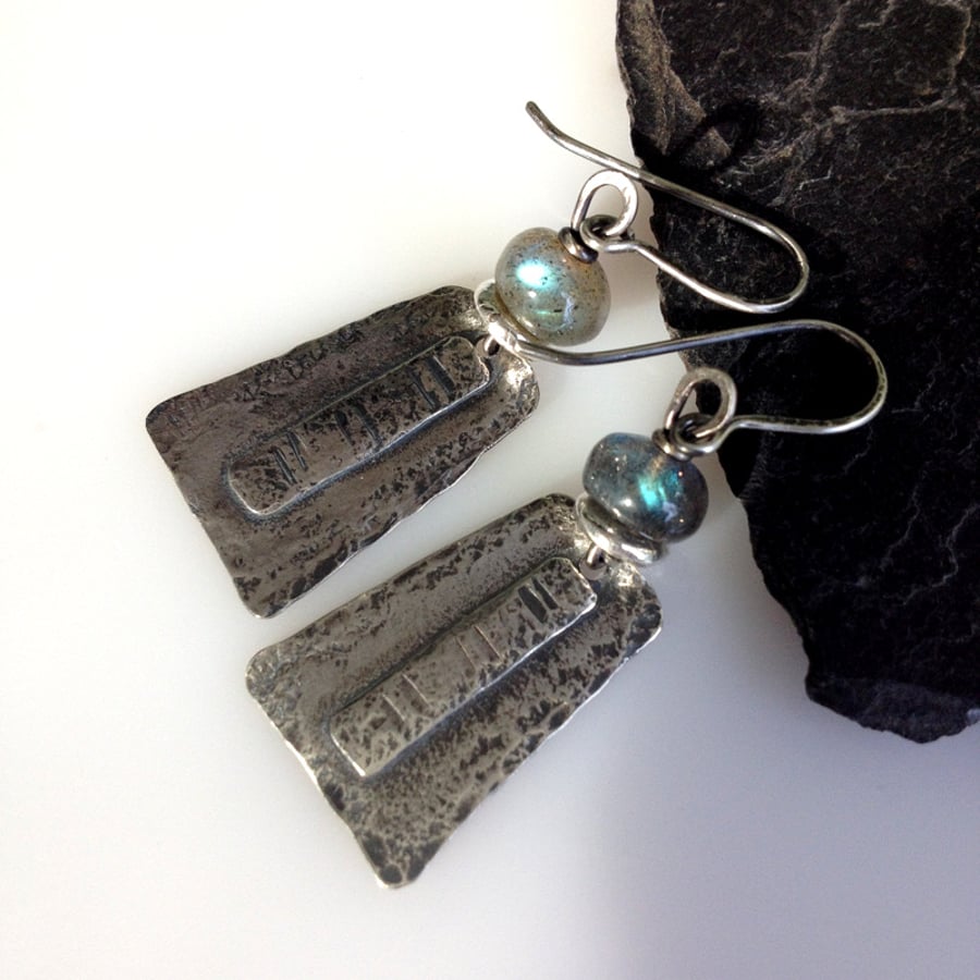 Sterling silver and labradorite dangly earrings