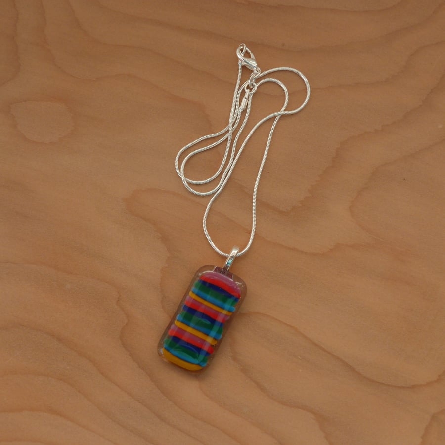 Rainbow stripes glass pendant