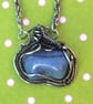 Silver Necklace - Handmade Woven Silver Sodalite Pendant  & Chain  -Viking Style - Image 1