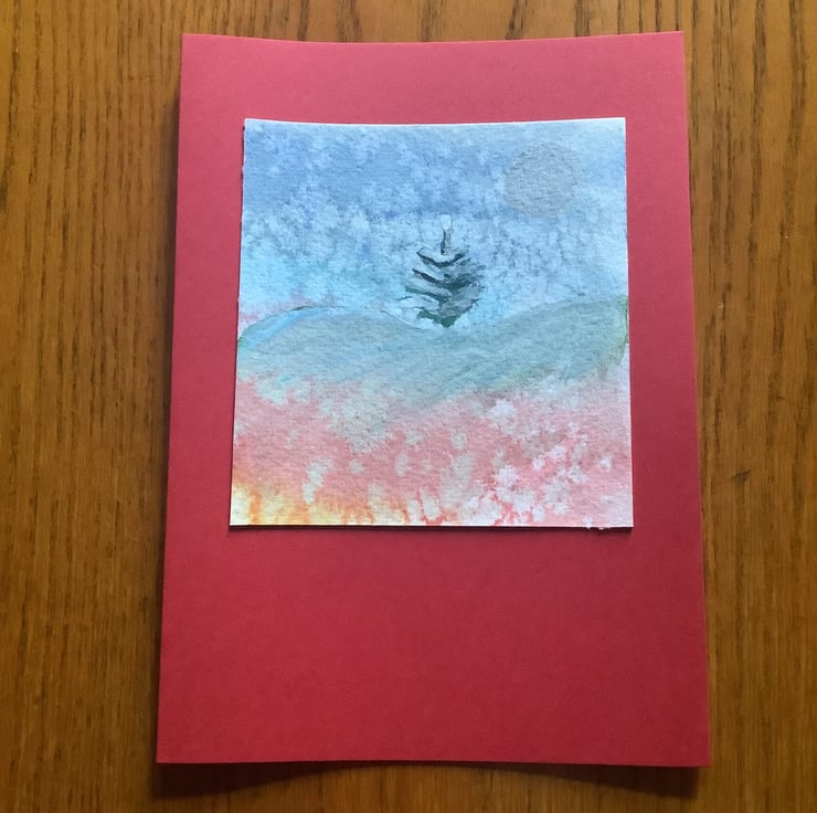 Hand-painted Yule Christmas Card 'Yule tree in ... - Folksy