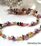 Multicoloured  Quartz Pebble & Shell Pearl Necklace Silver Plate - Image 2