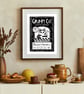 Grumpy Cat Coffee Beans Hand printed Print - Funny Cat Art - Coffee Lover Gift - Image 3