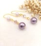 Pearl Earrings - Amethyst & Rose Crystal Pearl Earrings - Special Occasion 