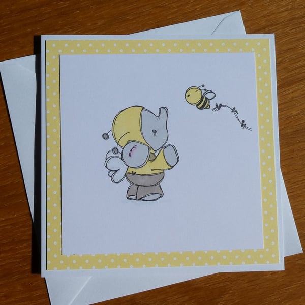 Elephant and Bee Blank Card