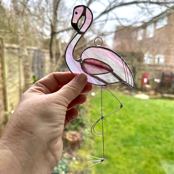 Stained Glass Flamingo Suncatcher - Handmade Window Decoration