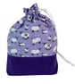two at a time knitting bag with sheep, sock sack, drawstring divided pouch, shoe - Image 2