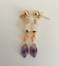 Dangle earrings, moonstone, carnelian and amethyst  - Image 1