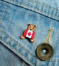 Canadian Flag Pin, Handmade Tiny Canada Teddy Bear Badge, Travel Gift - Image 3