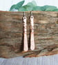 Earrings, Copper Long Teardrops with Textures and Silver Earwires - Image 6