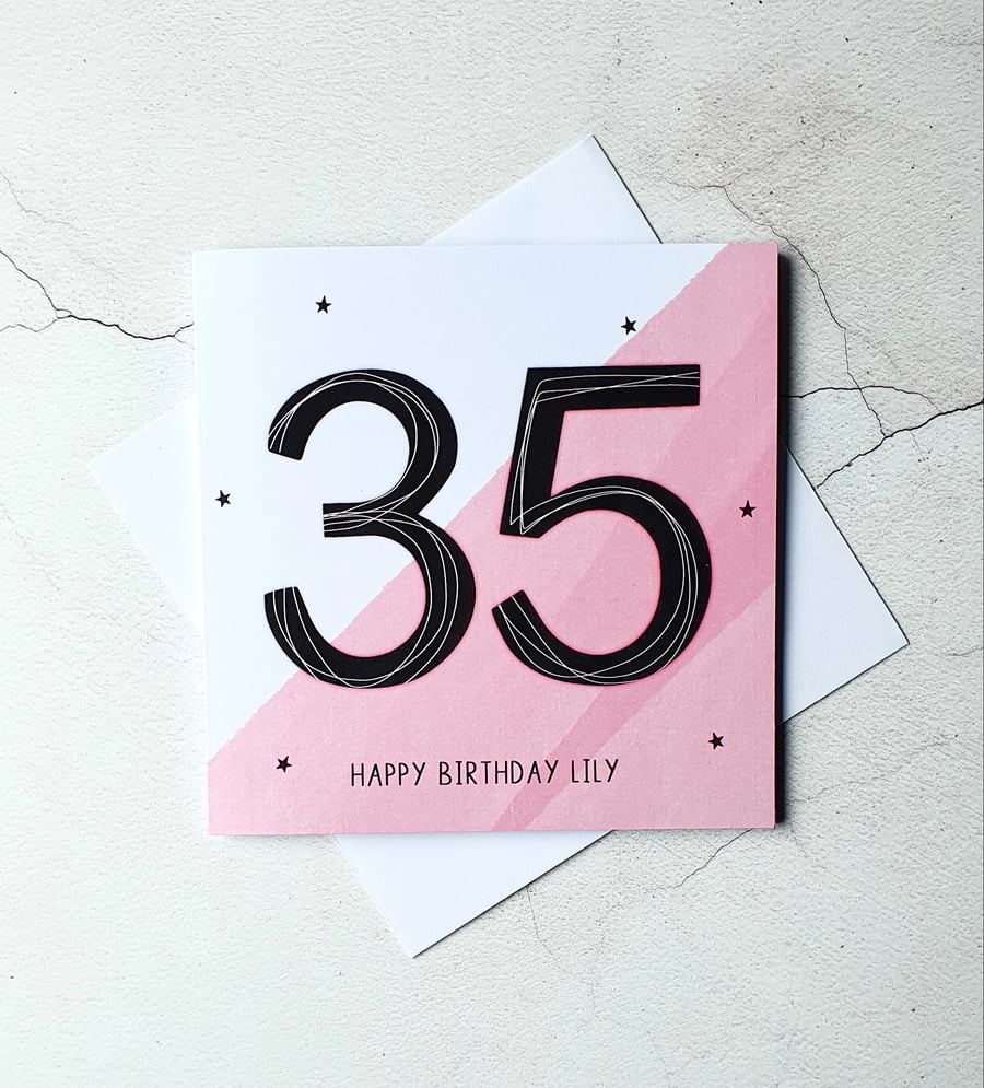 Personalised 35th Birthday Card, Cards for Her, Cards for Him