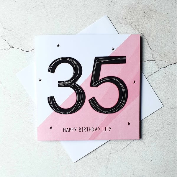 Personalised 35th Birthday Card, Cards for Her, Cards for Him