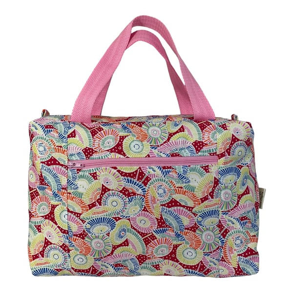 Large wash bag in Liberty cotton, floral toiletries bag with handles and pocket.