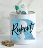 Personalised Ceramic Money Box -Novelty Present Blue Marble Initial and Name - Image 1