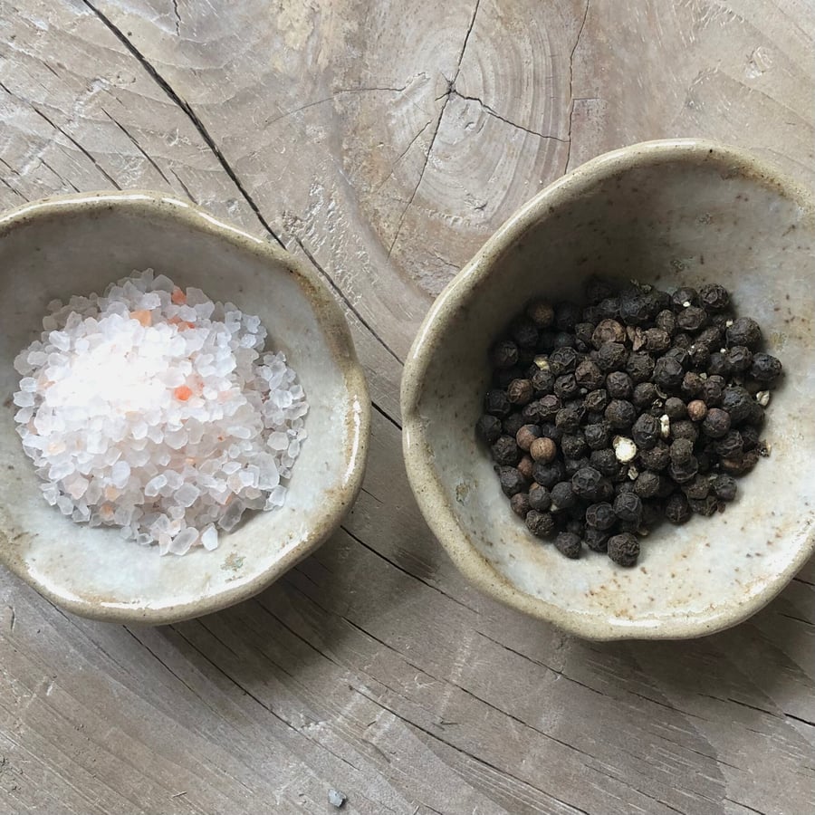 Two Clay Spice Pots Hand Pinched Bowl Unique Kitchen Set Set Of 2 Sustainable Ki