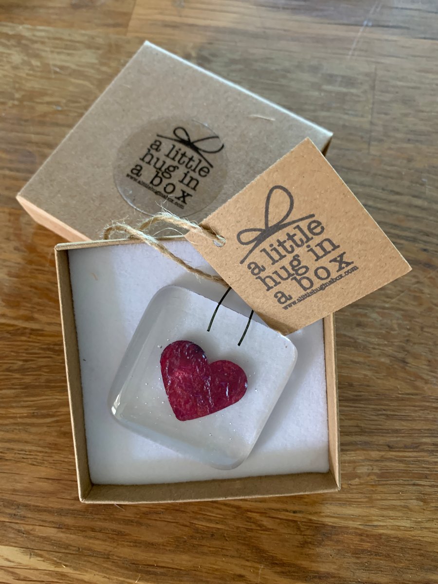 A little hug in a box red heart gift