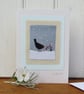 Hand-stitched card for Christmas with blackbird and berries - Image 2