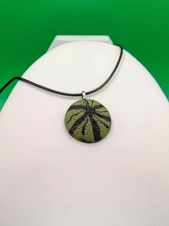 Polymer clay pendant necklace handmade jewellery 30 mm convex