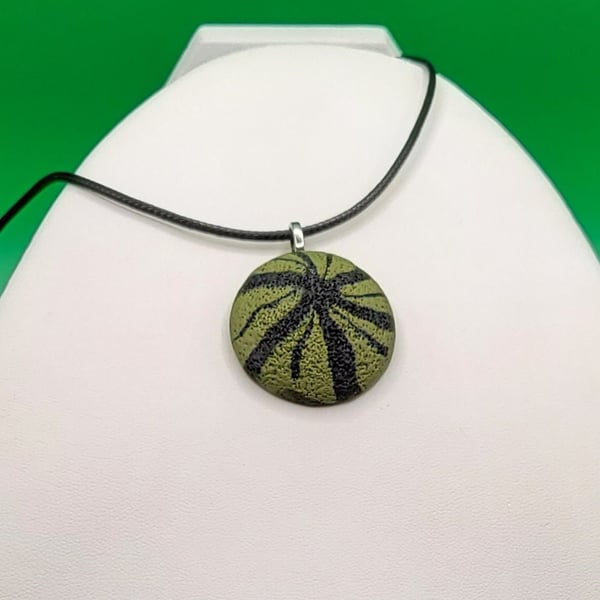 Polymer clay pendant necklace handmade jewellery 30 mm convex
