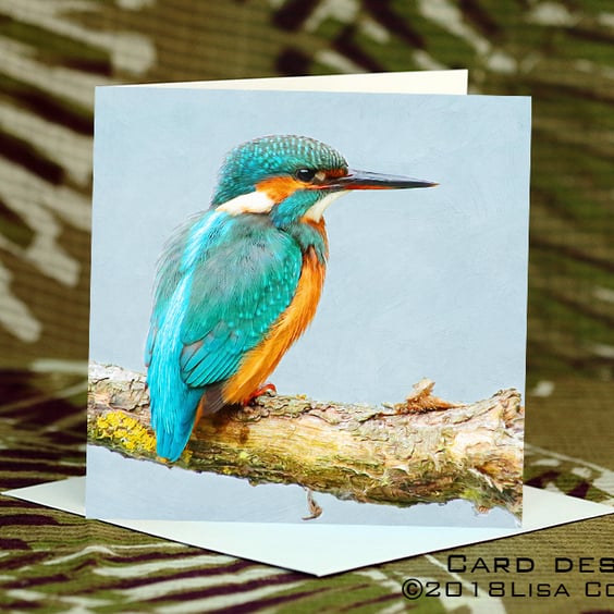 Exclusive Handmade Kingfisher Greetings Card on Archive Photo Paper