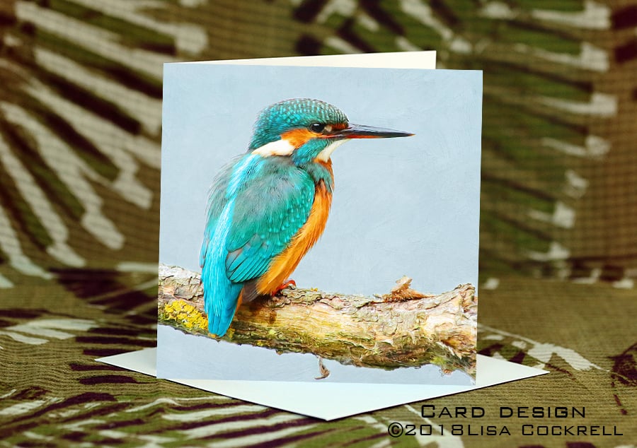 Exclusive Handmade Kingfisher Greetings Card on Archive Photo Paper
