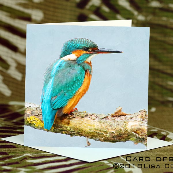 Exclusive Handmade Kingfisher Greetings Card on Archive Photo Paper