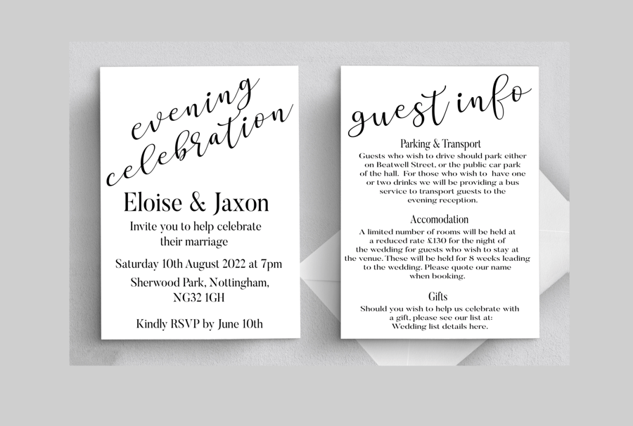 Evening Wedding Invitation, Personalised Weddin... Folksy