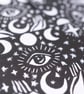 Witch MAGIC Lino print - small - black and white - handmade - Image 5