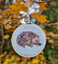 Hedgehog mini hoop, handmade hanging decoration, embroidered - Image 2