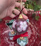 Pink Hellebore (Christmas Rose) hand-painted ceramic Christmas bauble - Image 5