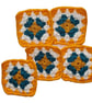 Crochet Granny Squares Sunset Lagoon Fusion Colour Scheme 3-inch Size