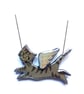 Large Whimsical Flying Angel Tabby Cat Resin Necklace pendant by EllyMental