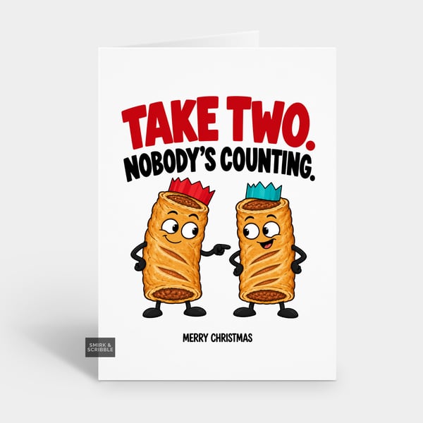 Funny Christmas Card For Him Or Her - Sausage Rolls