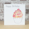 Birthday Card Happy Birthday Cake - Personalised Name option  Eco Friendly