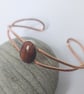 Hammered Copper Cuff Bangle with Tigers Eye Gemstone and Silver - Image 5
