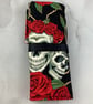 Skulls and roses fabric brush roll, Gothic pencil wrap, Tool wrap,  Handmade - Image 10