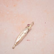 Biwa Pearl and Pink Tourmaline Sterling Silver Pendant