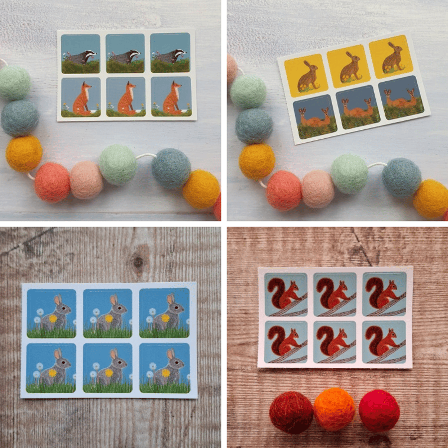 Animals Envelope Sticker Set 1 - 24 mini stickers