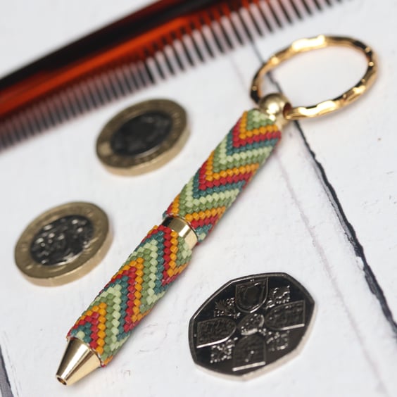 Beadwork Keyring and Mini-pen in Autumn Colours