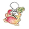Crab Keyring - Wooden Key Fob with Seaweed - Maple Wood Seaside Key Chain