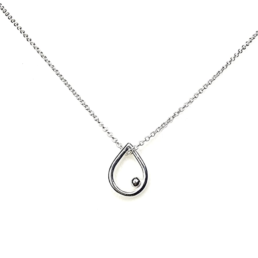 Silver Iris teardrop necklace