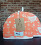 Tea Cosy in Burnt Orange coloured Narvik Birds Fabric - Image 3