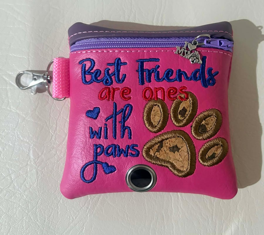 Best Friends, Embroidered Poo bag dispenser. 
