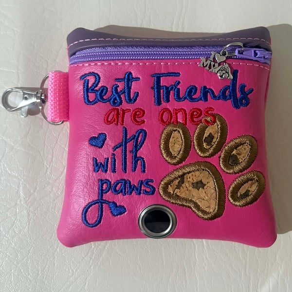 Best Friends, Embroidered Poo bag dispenser. 
