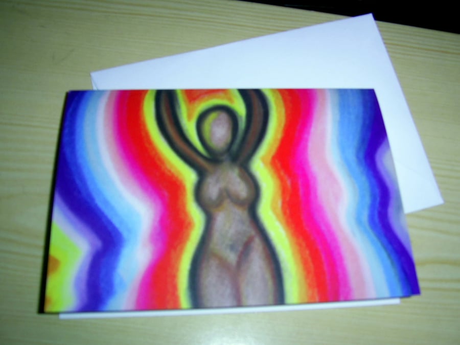  Rainbow Goddess Greetings Card Original Art Blank Inside