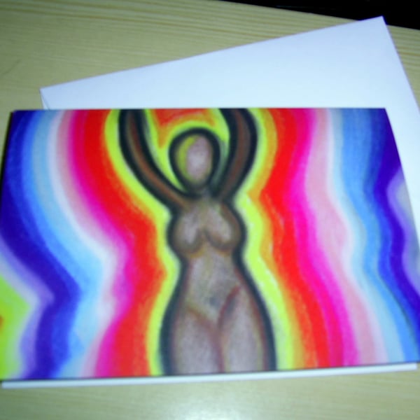  Rainbow Goddess Greetings Card Original Art Blank Inside